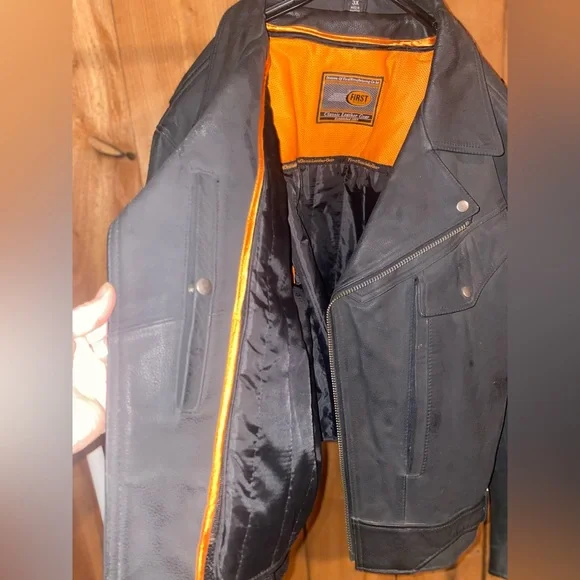 3XL First Mfg Co. Men's Leather Jacket Black - Picture 4 of 4